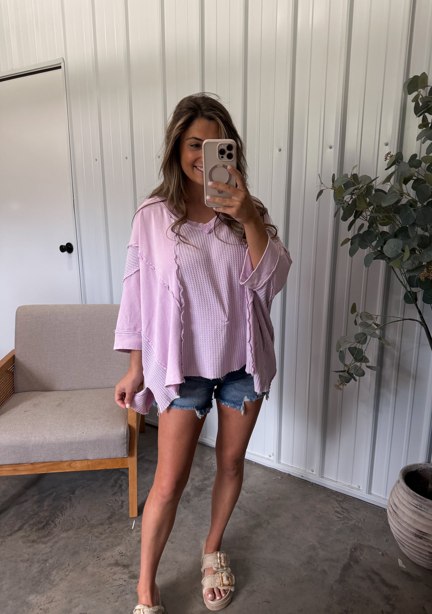 Kenedy Relaxed Fit Top- lilac pink