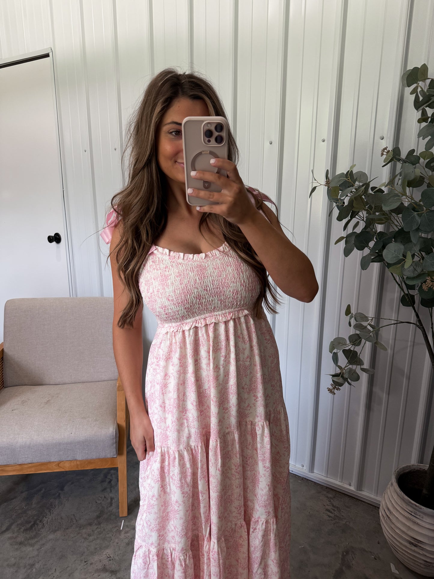 Empire Tiered Maxi Dress- Floral Pinik