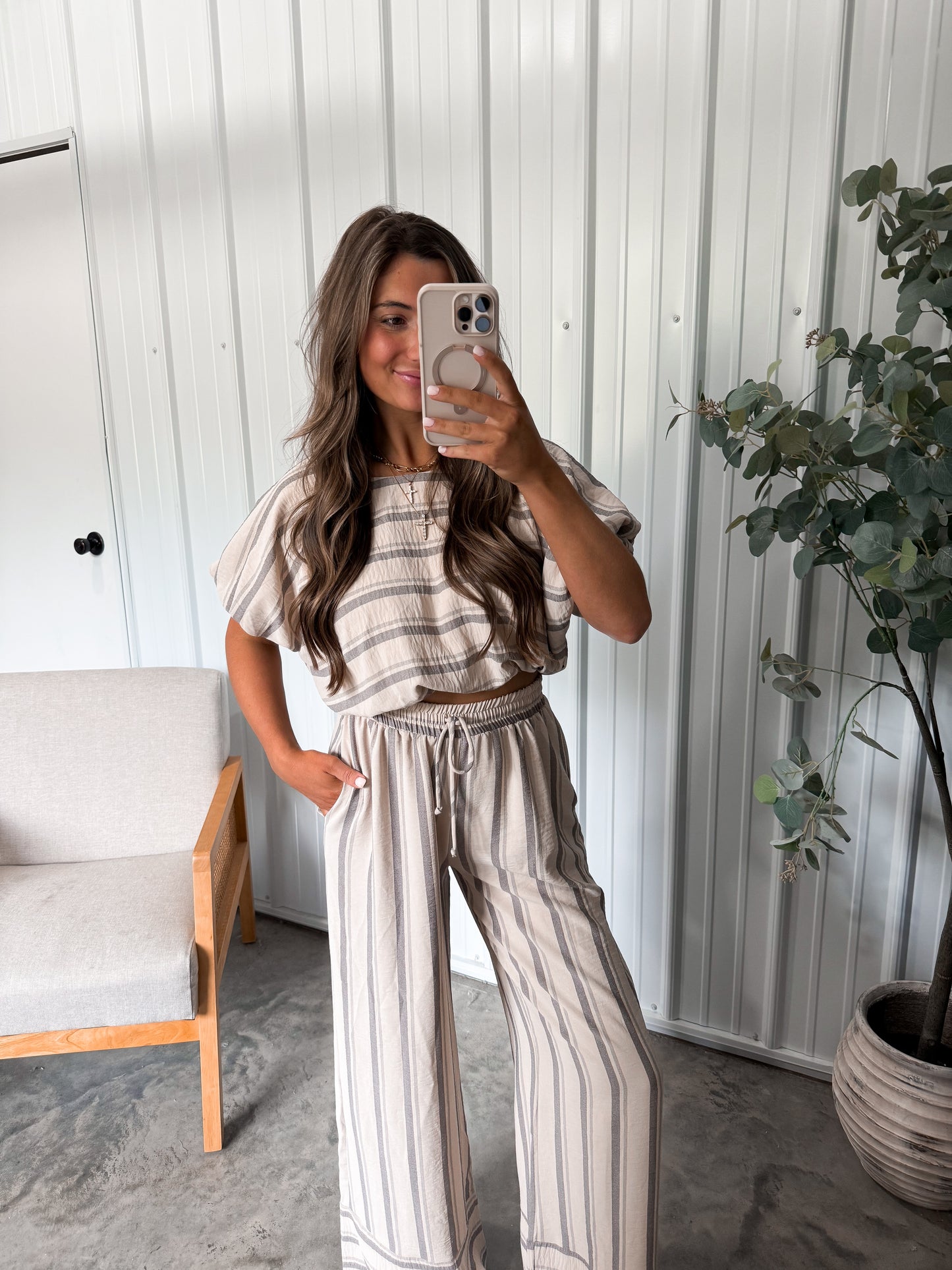 Taupe Striped Set