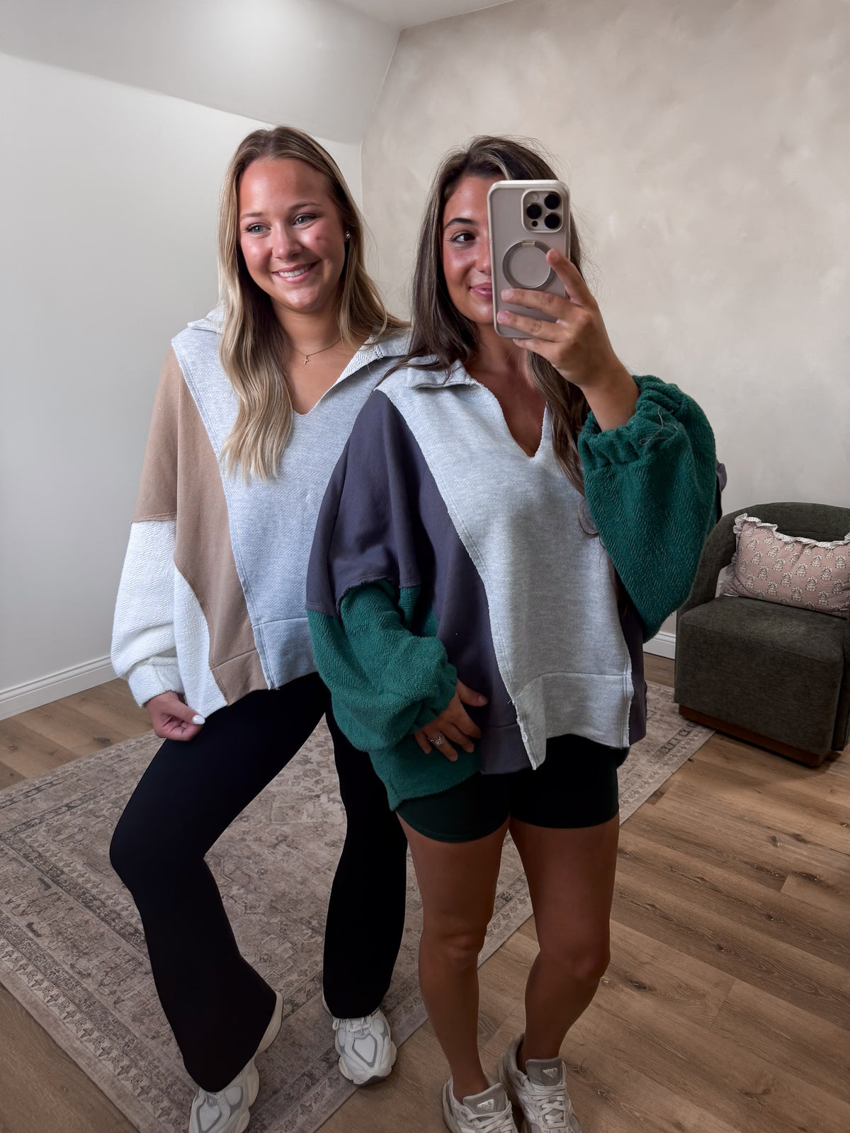 Blake Oversized V-Neck Pullover - charcoal