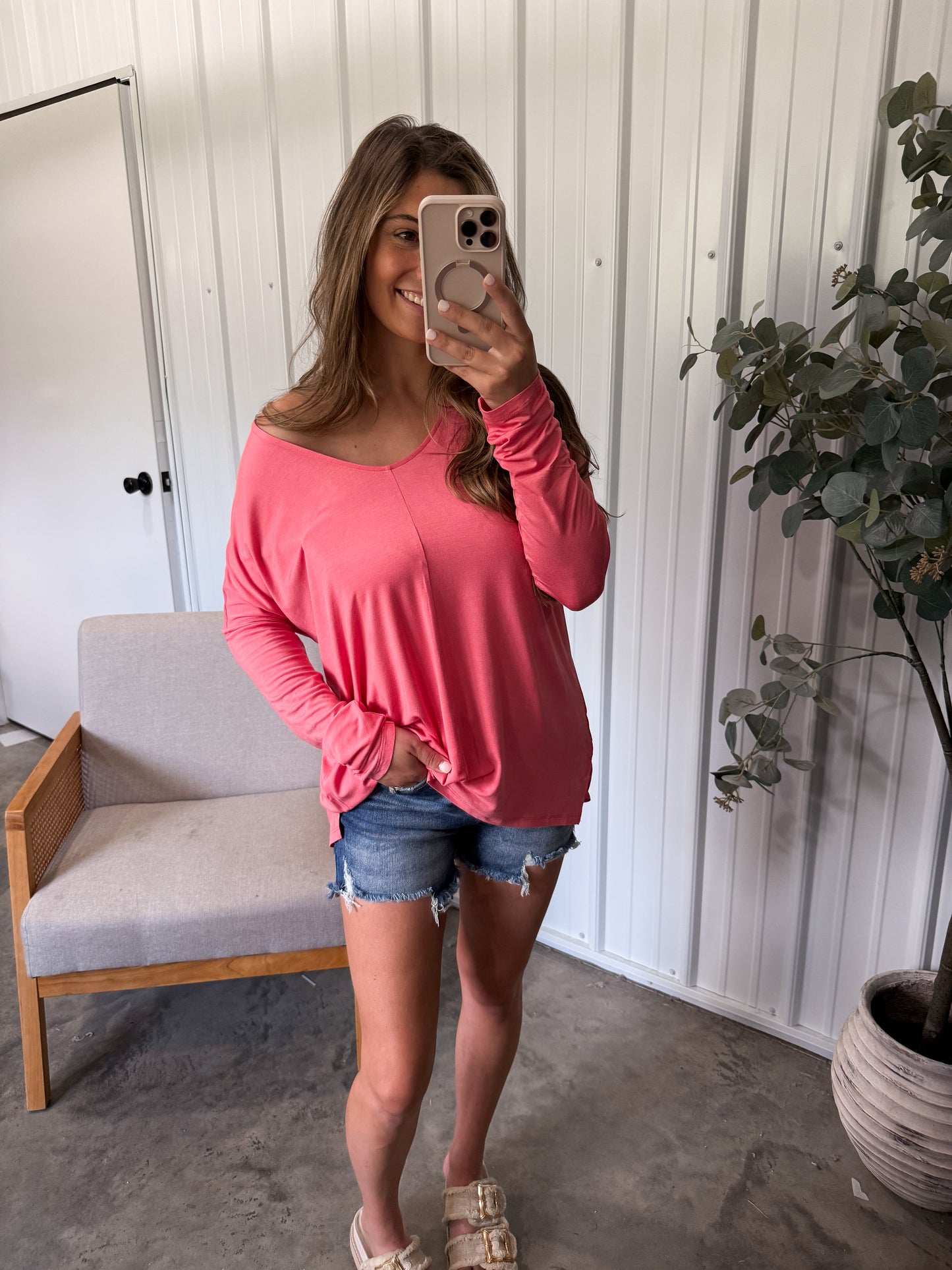 Modal Droopy Tee- Tea Rose