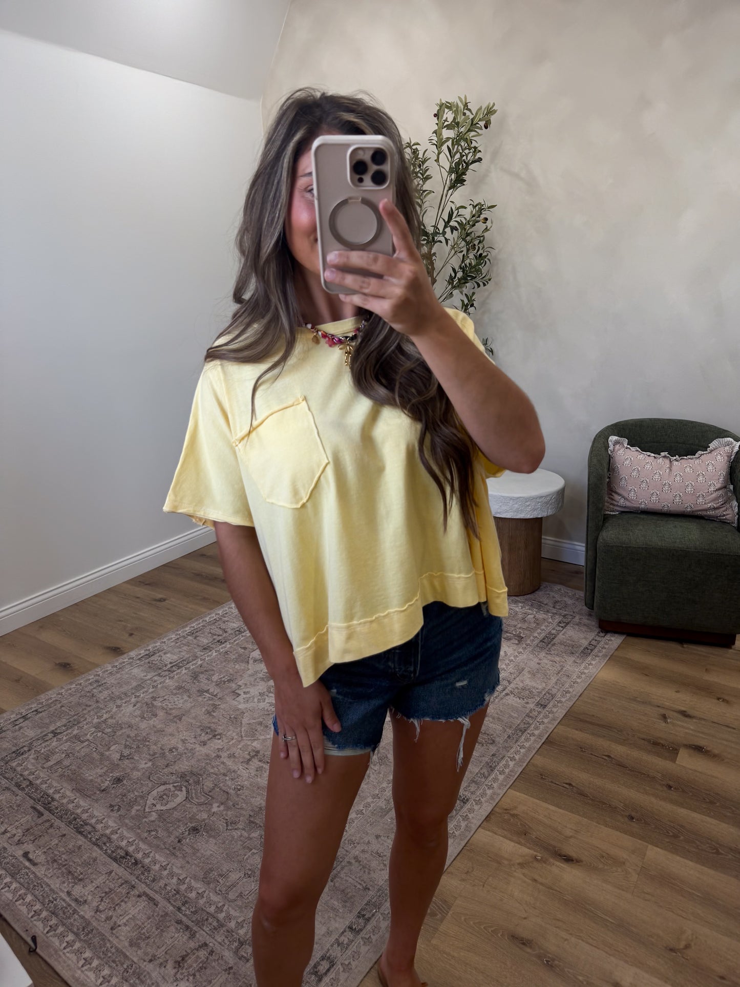 Shelbi Halo Washed Oversized Tee - butter yellow