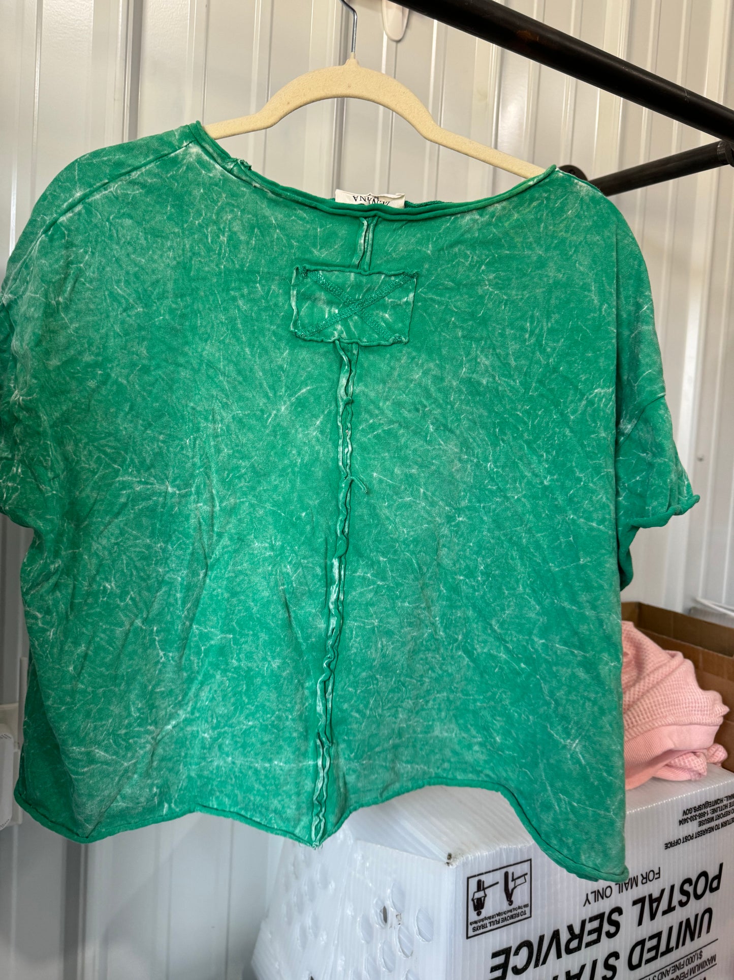 Mineral Wash Rolled Tee- Green *LIGHTLY LOVED*