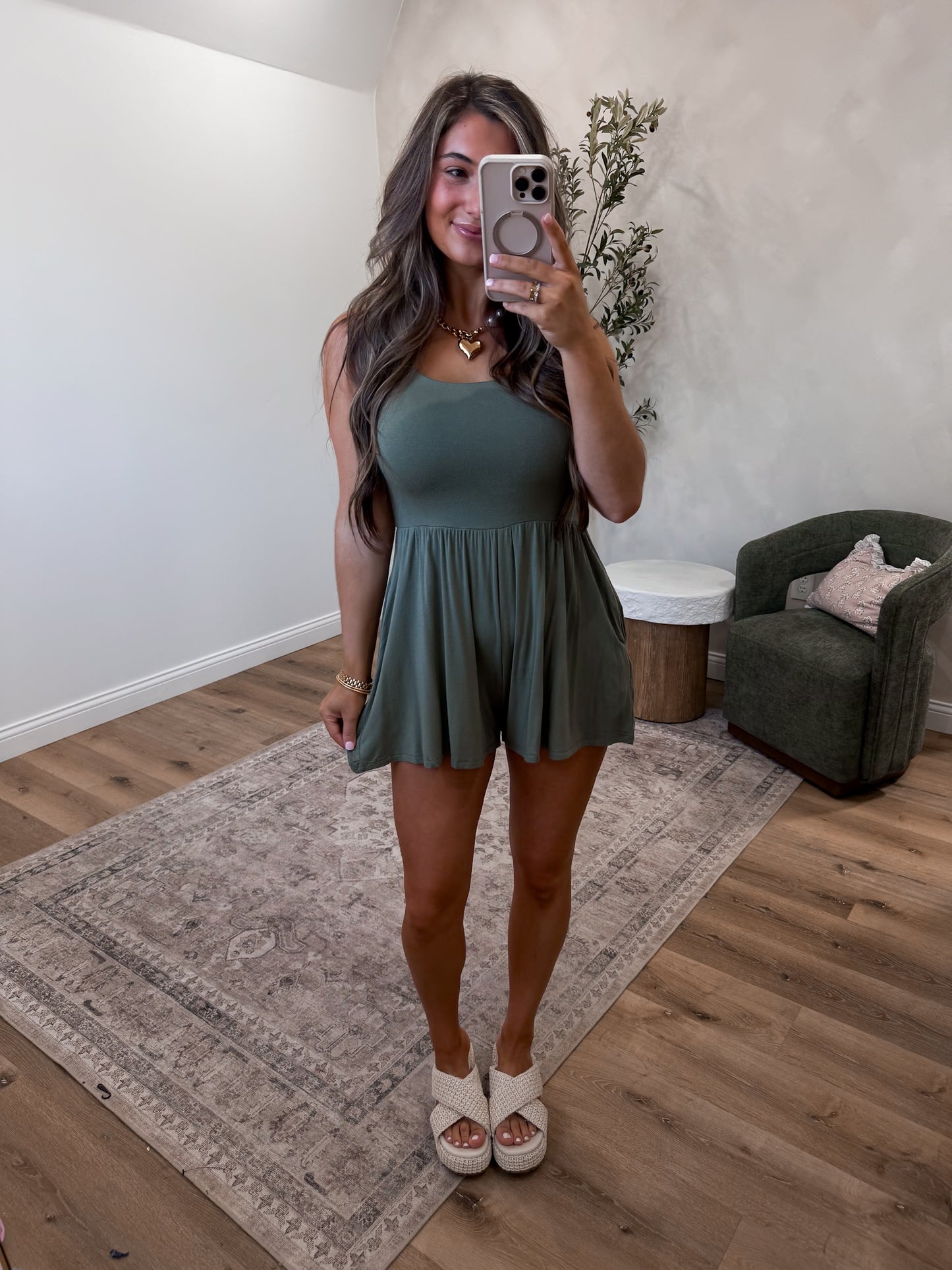 Lexus Double Layered Romper - light olive