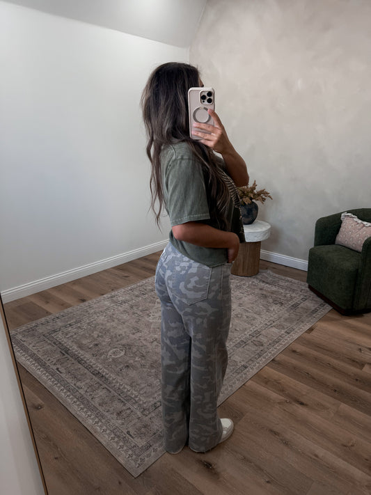 Hadley Camo High Rise Jeans - tan