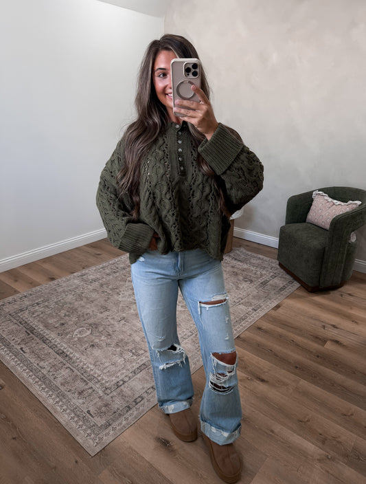 Clover Chunky Sweater - olive