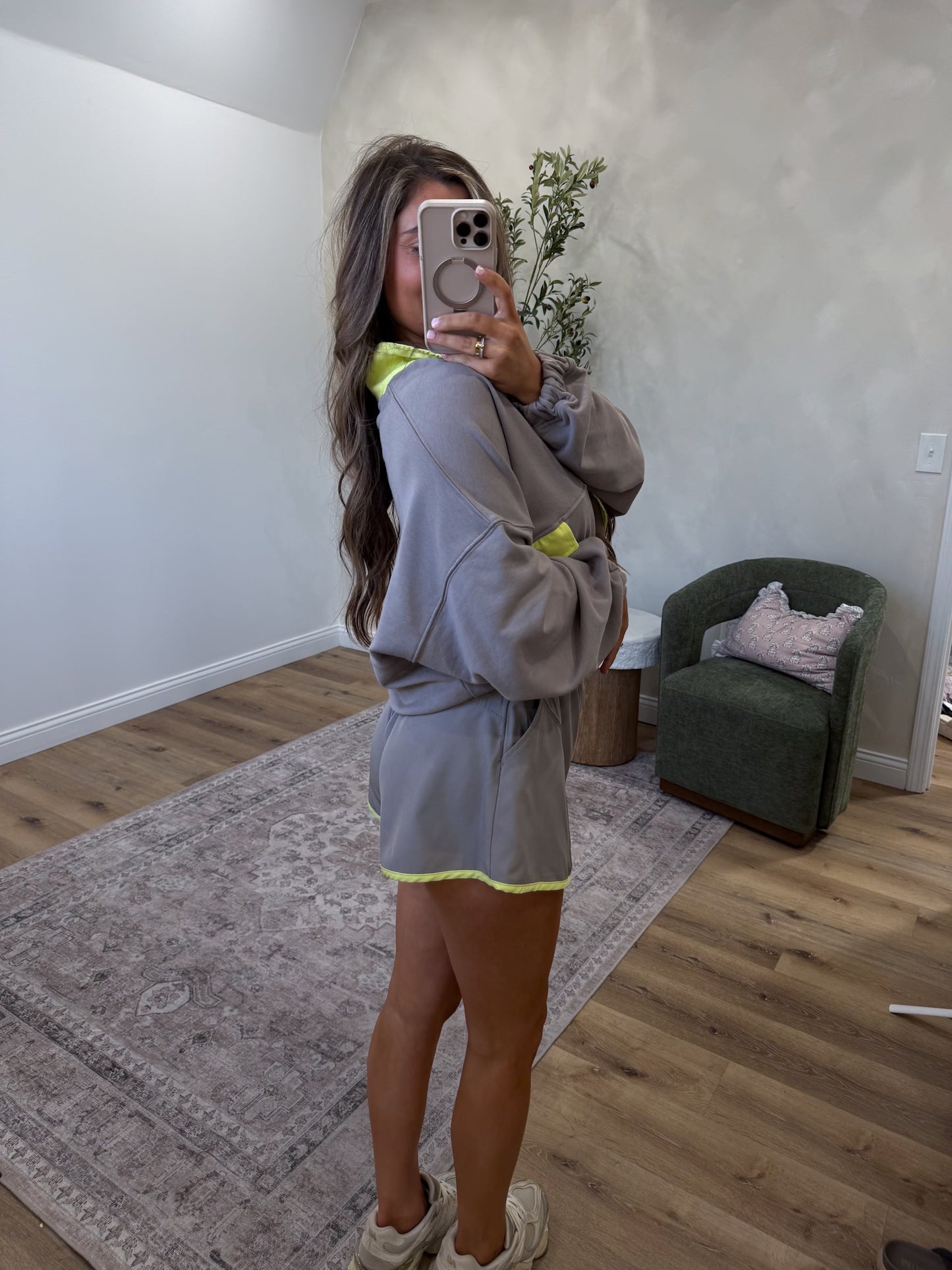 Breezy Babe French Terry Set - taupe/lime