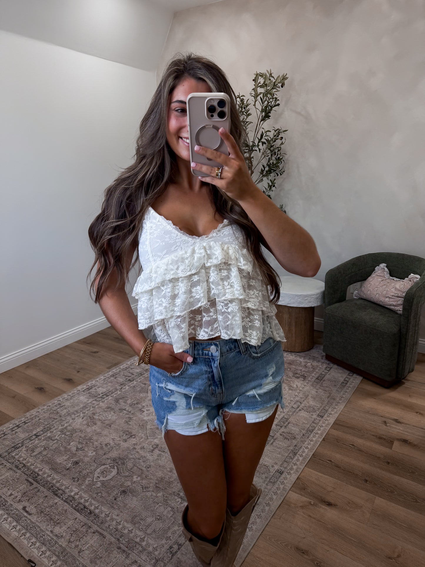 Tennessee Lace Babydoll Tank - vanilla *OPEN FOR PREORDER 7/8*