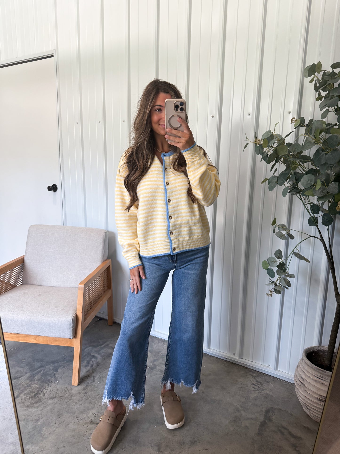 Chanel Striped Cardi- Butter/Blue