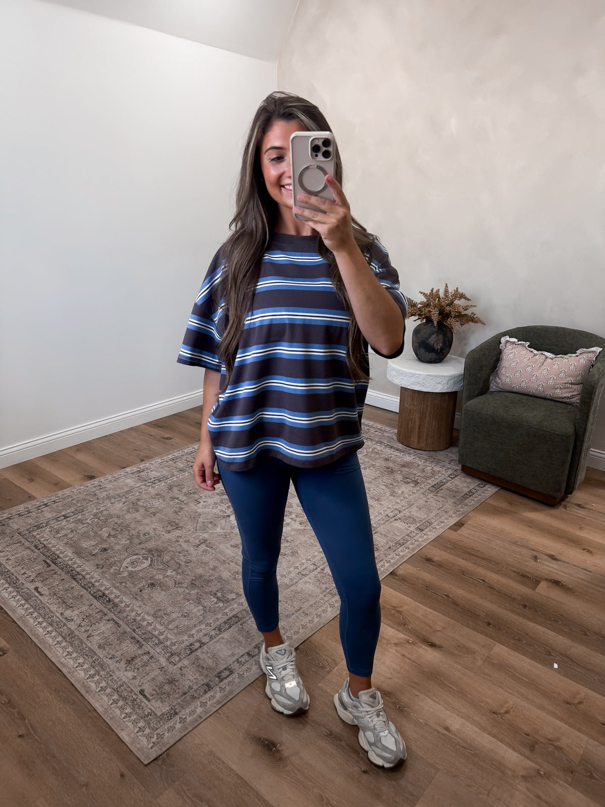 Devon Striped Tee - charcoal