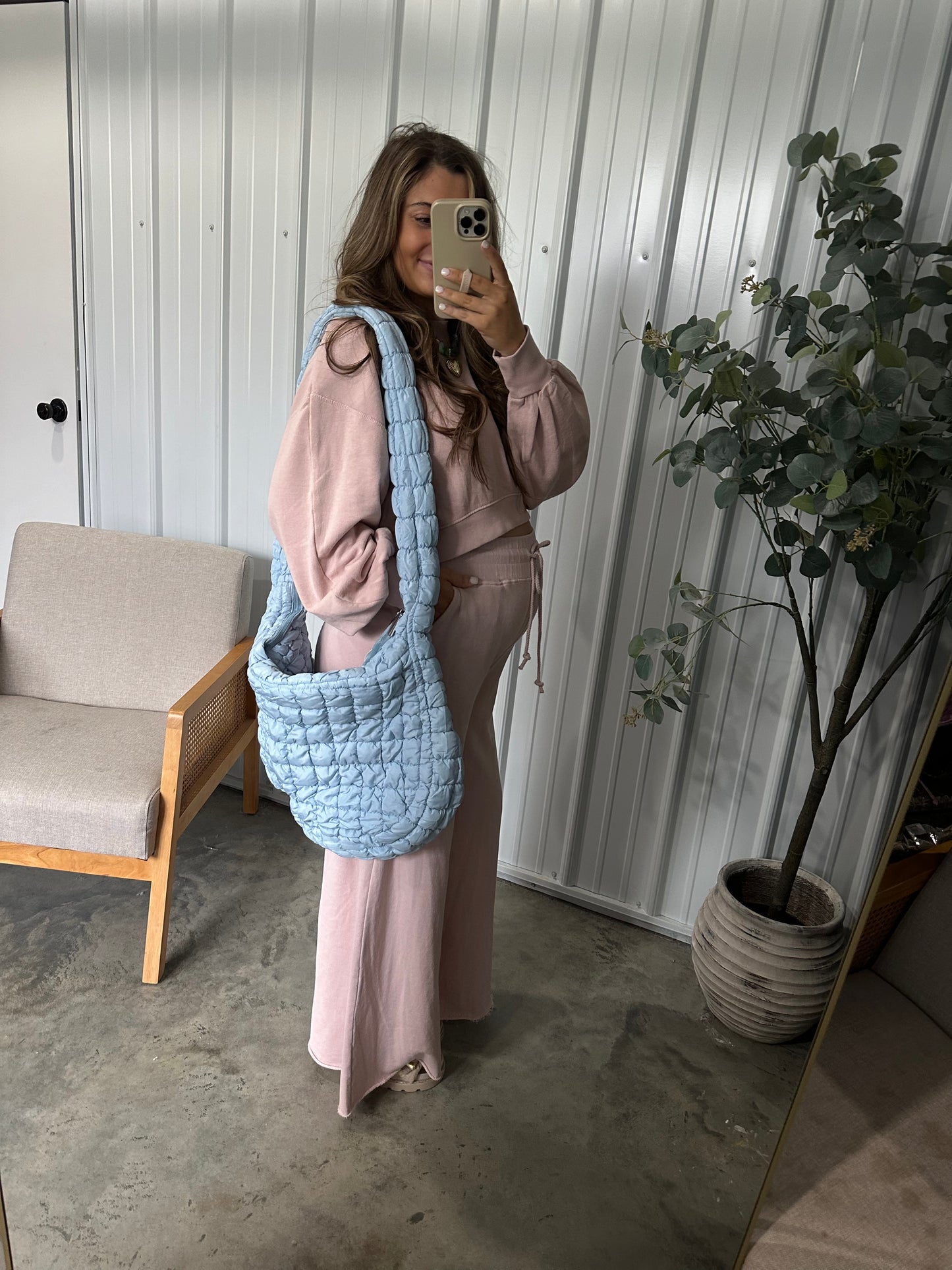 Cloud Puffer Tote Bag- Light Blue