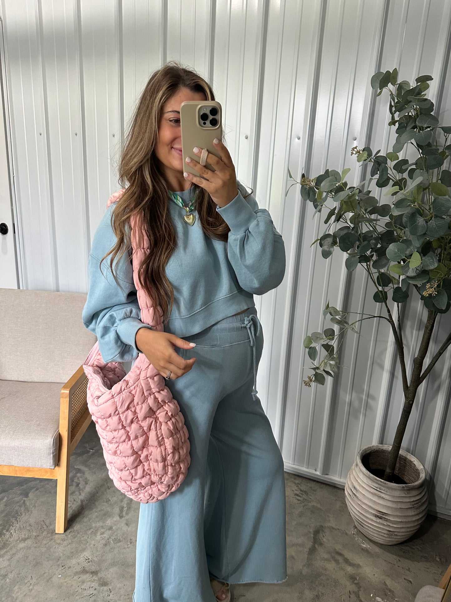 Cloud Puffer Tote Bag- Blush Pink