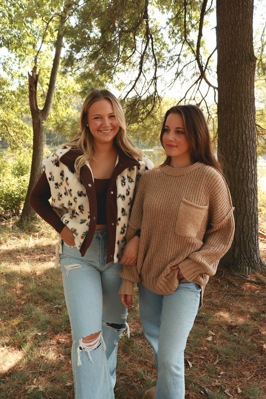 Caramel Comfort Chunky Knit Sweater - mocha