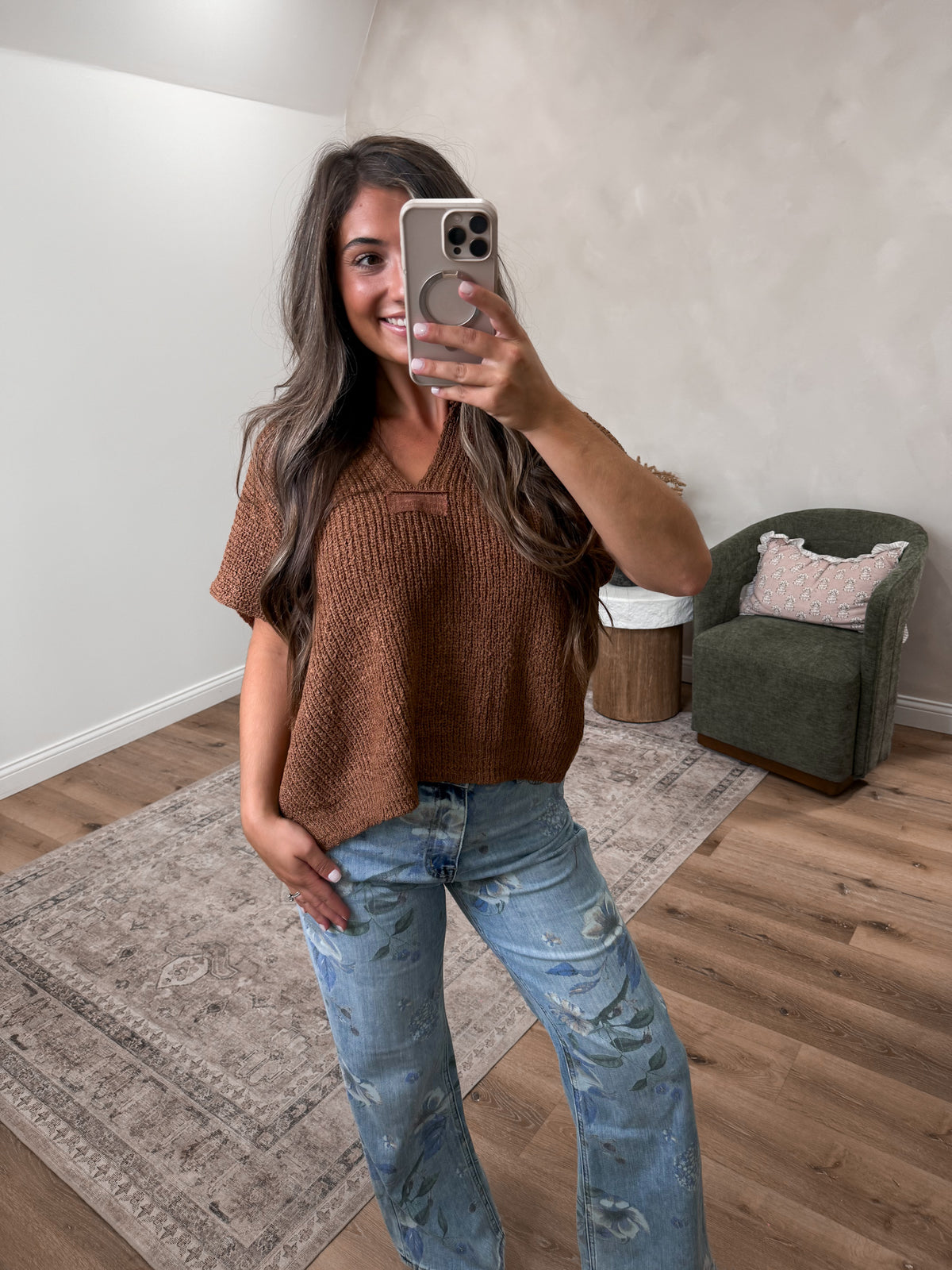 Floral Vintage High Rise Flare Jeans