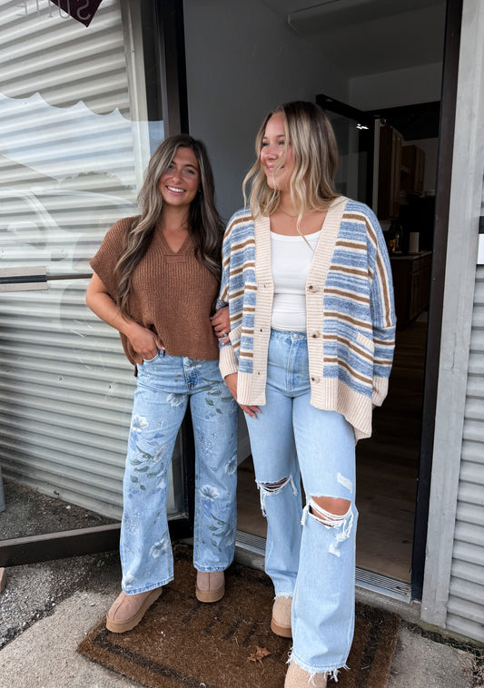 Floral Vintage High Rise Flare Jeans