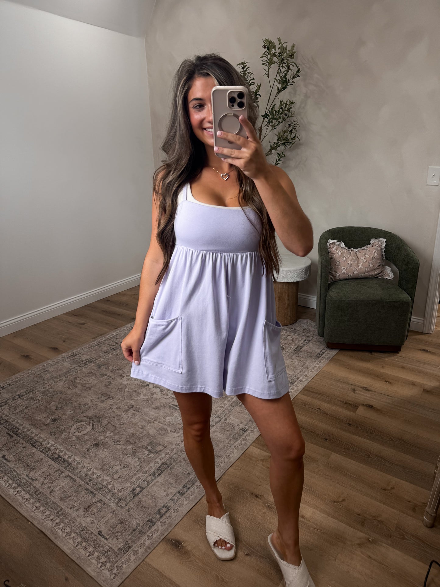 Summer babydoll Romper - lavender fog