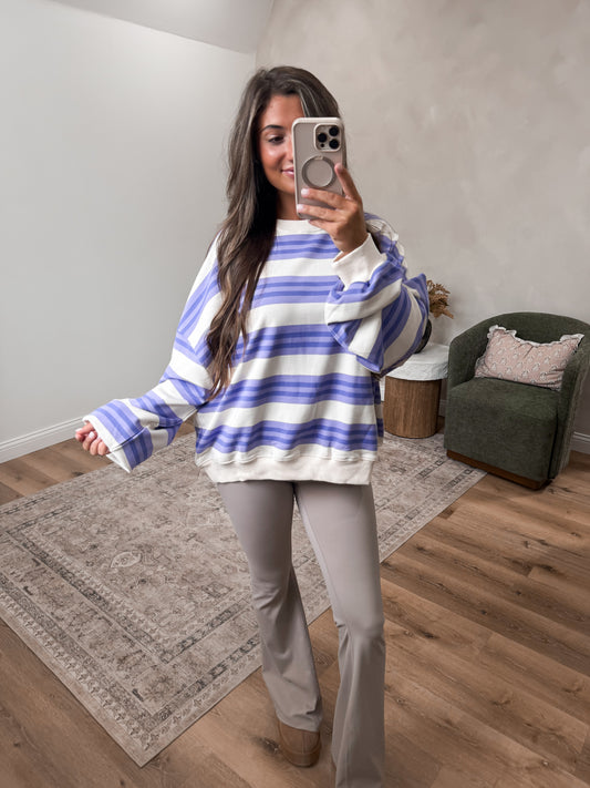 Simply Stated Striped Terry Pullover - lavender/purple