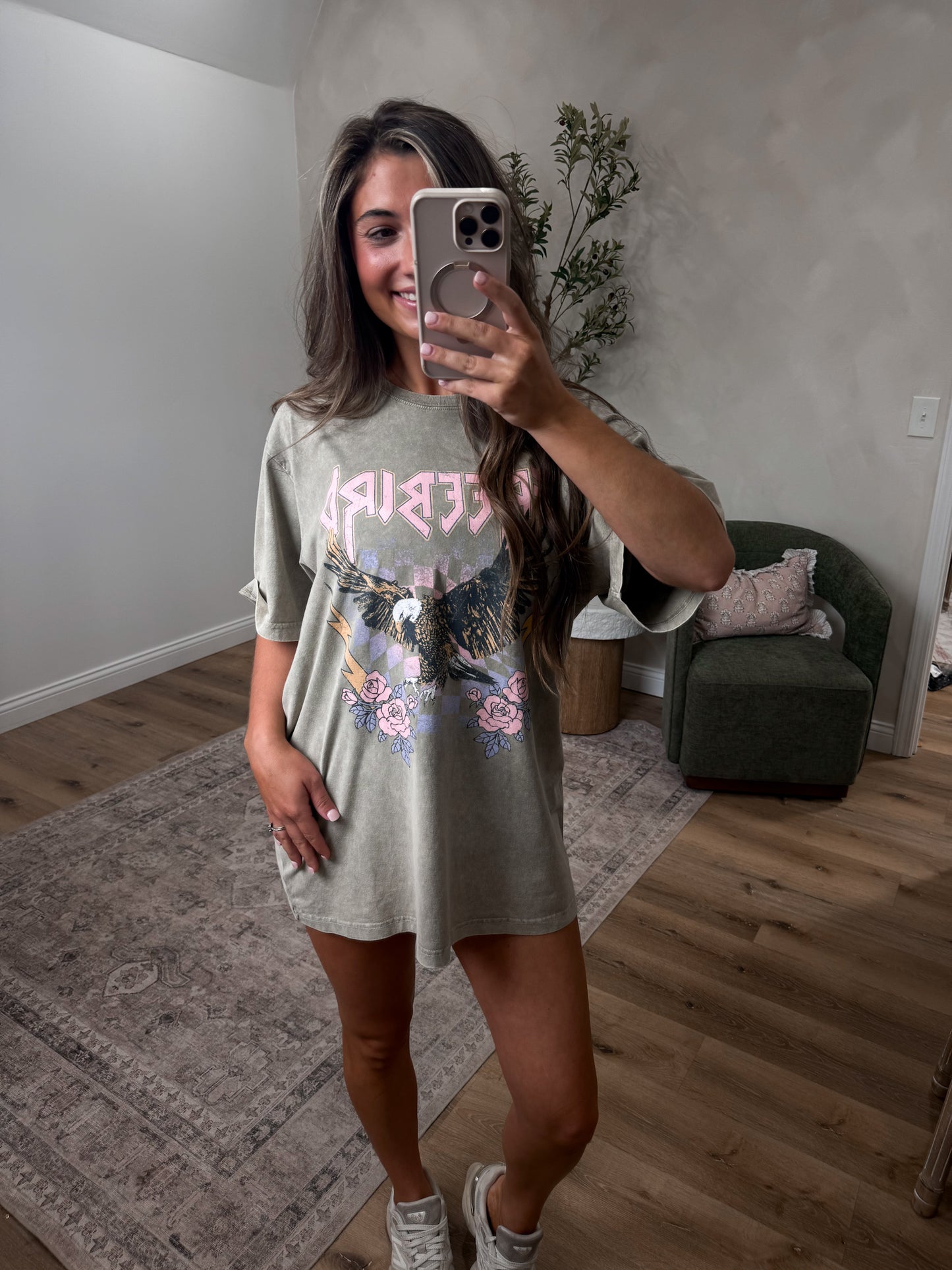 Free Bird Eagle Graphic Tee - mocha