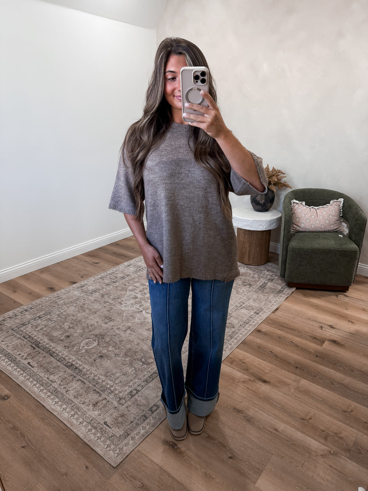 Cozy Collected Oversized Sweater Tee - mocha