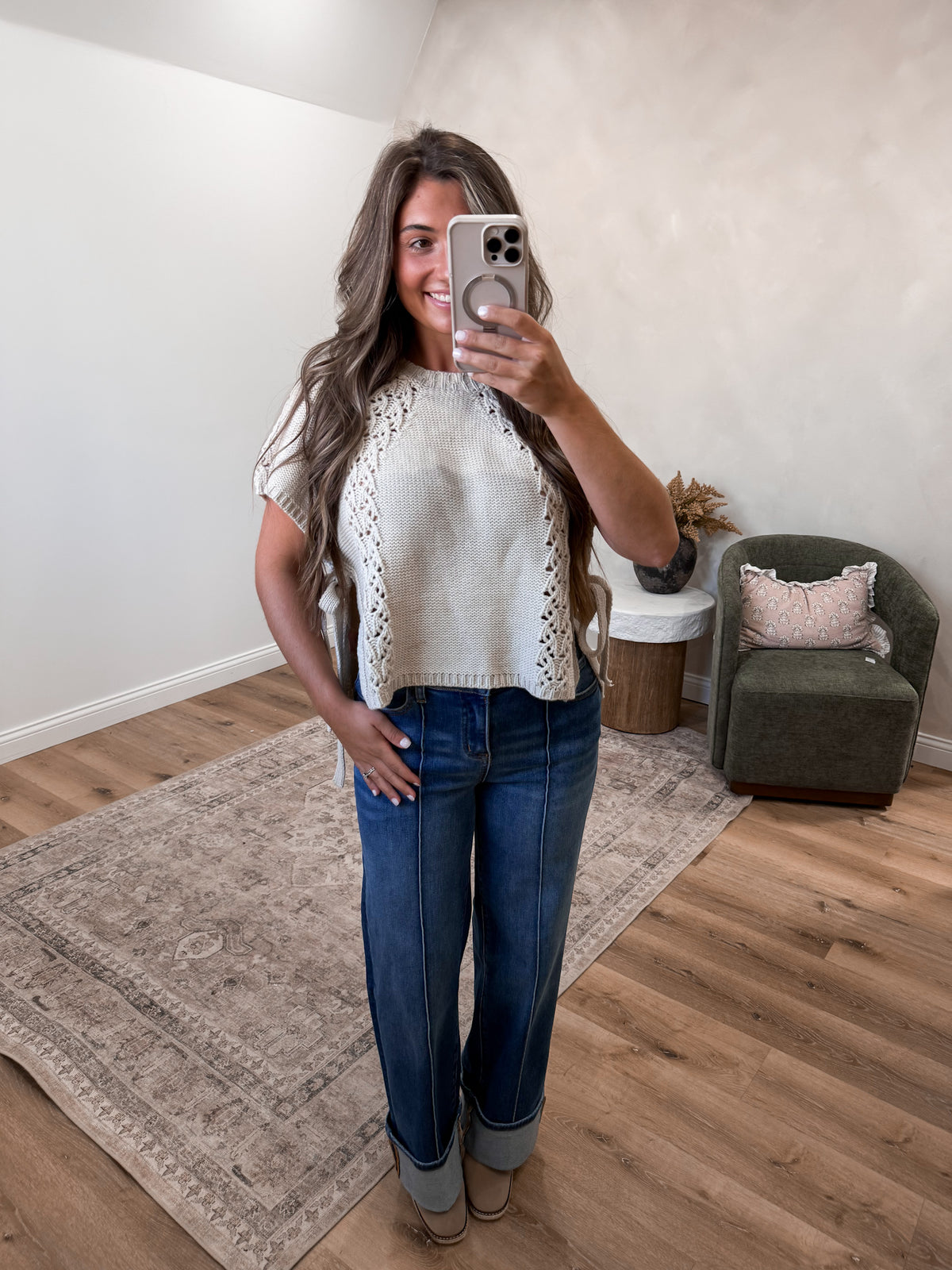A Fresh Approach Braided Knit Top - oatmeal
