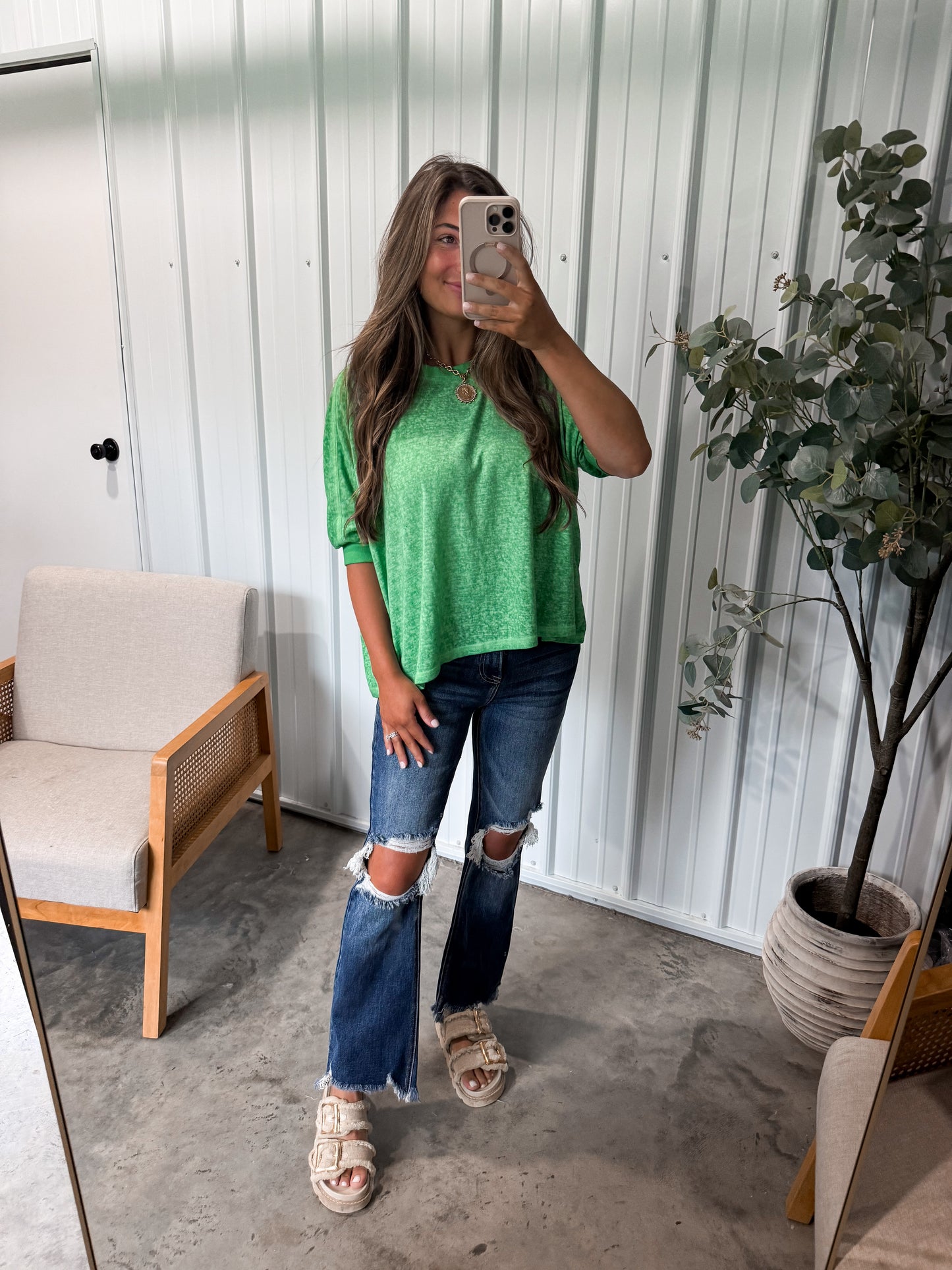 Heather Green 3/4 tee