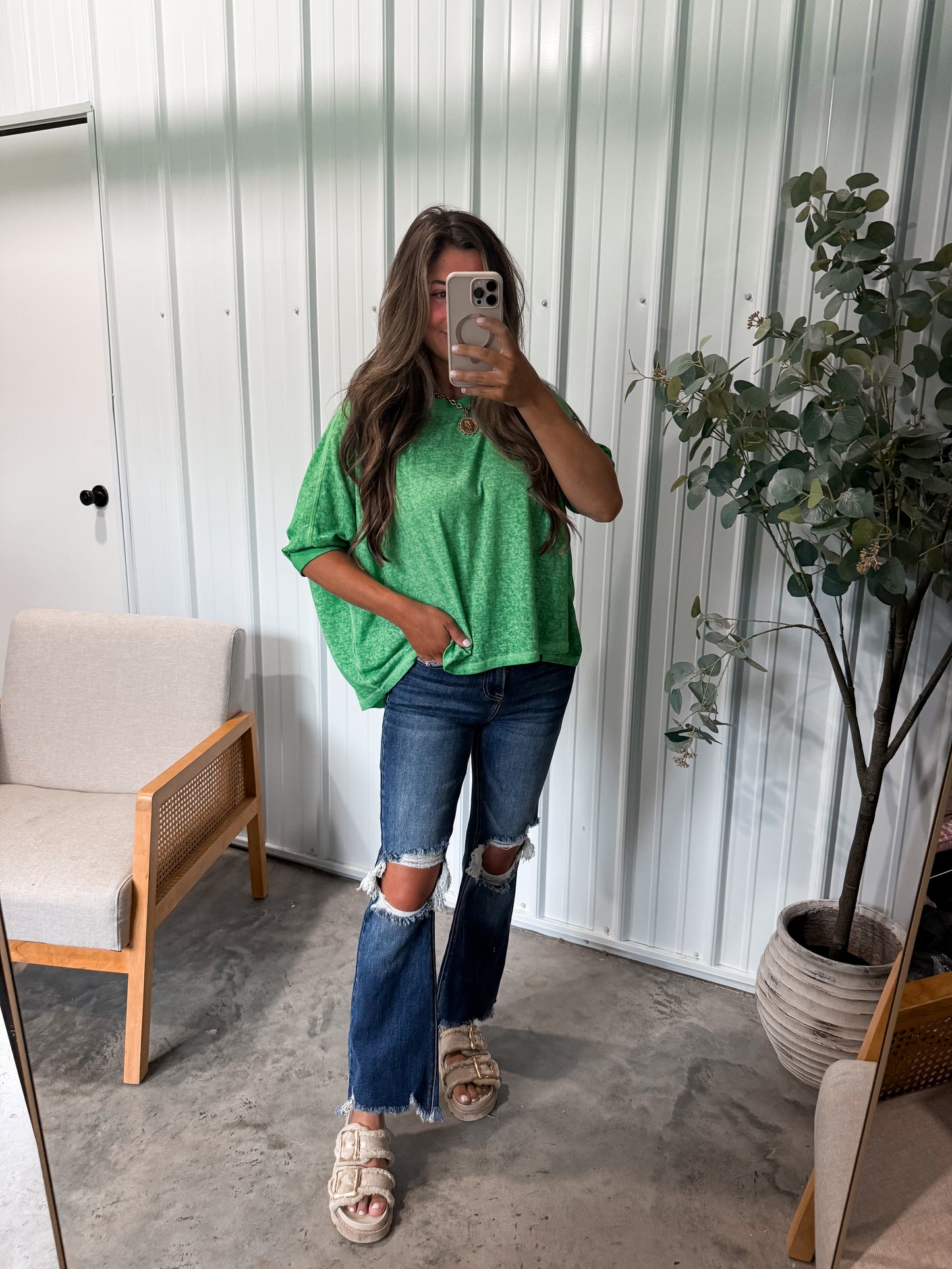 Heather Green 3/4 tee