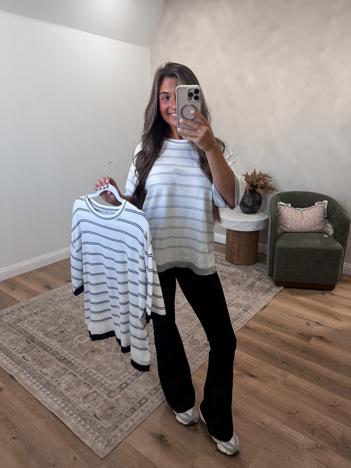 Casual Company Striped Sweater Tee - black