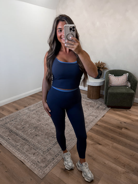 Active State Double Layered Tank - slate with dusty blue lining