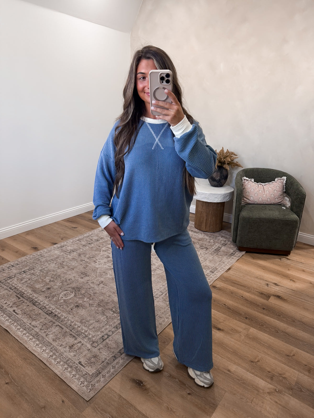 Comfort Stretch Lounge Set - dusty blue