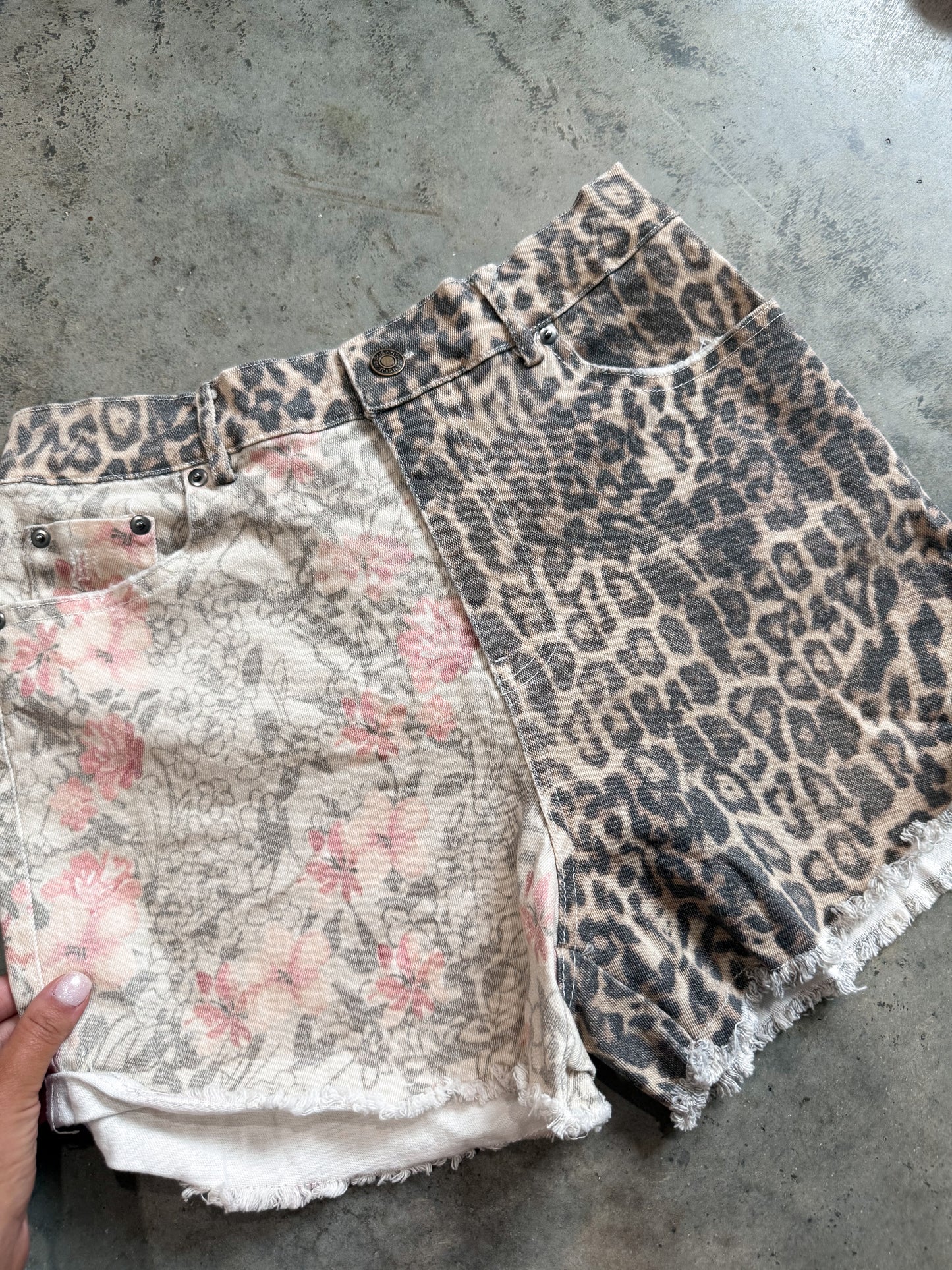 Lexi Leopard & Floral Denim Shorts