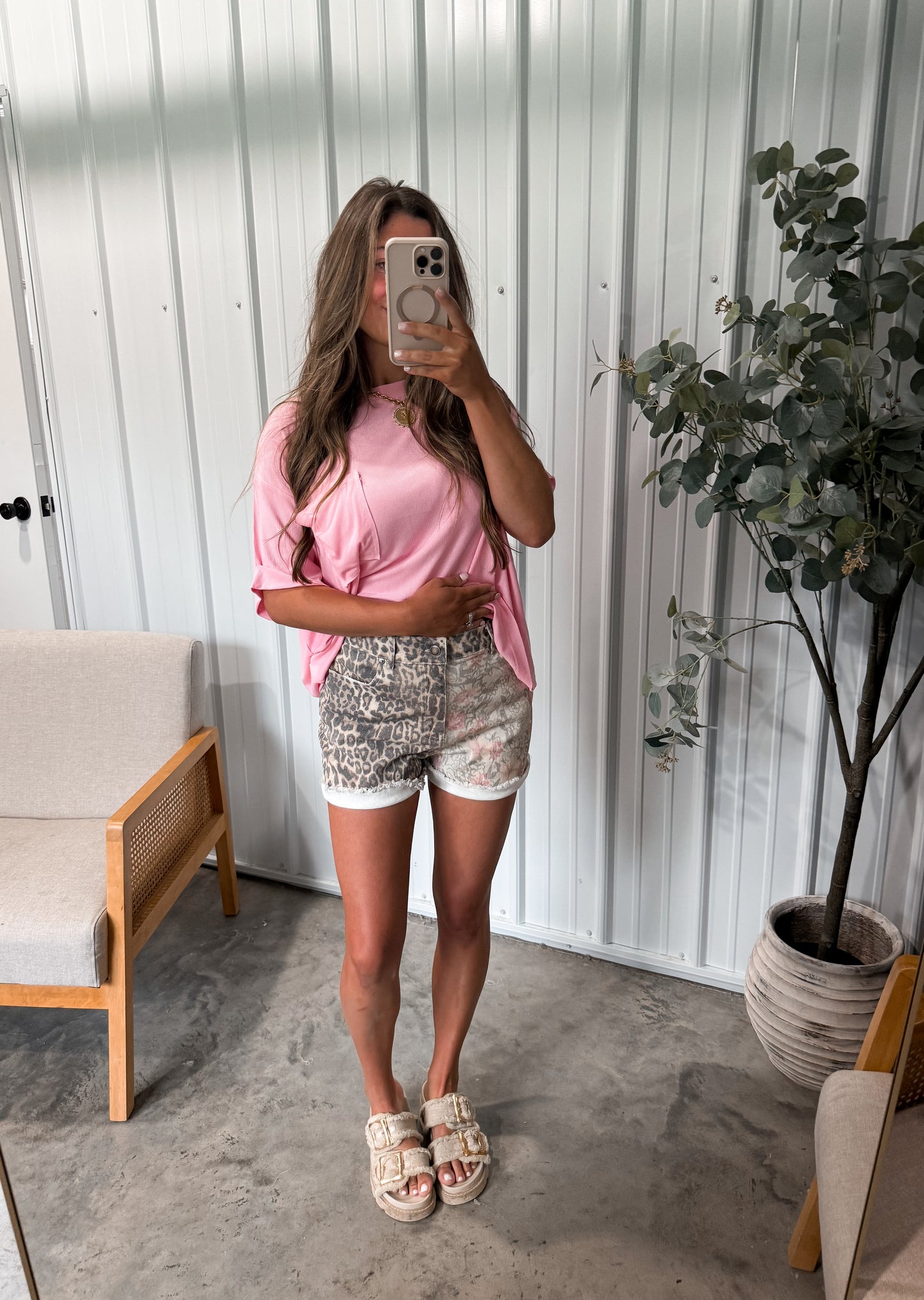 Lexi Leopard & Floral Denim Shorts