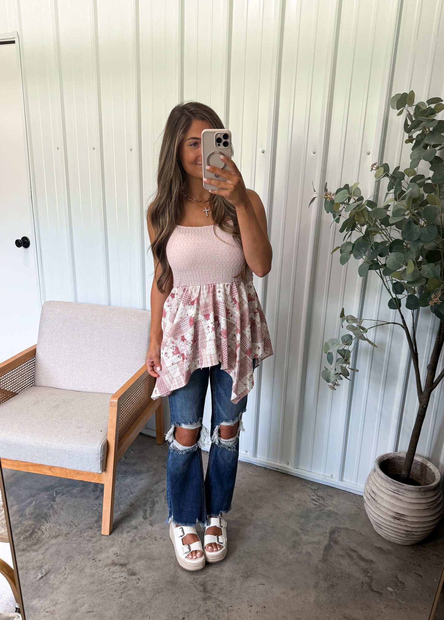 Soft Rose Patchwork Tank