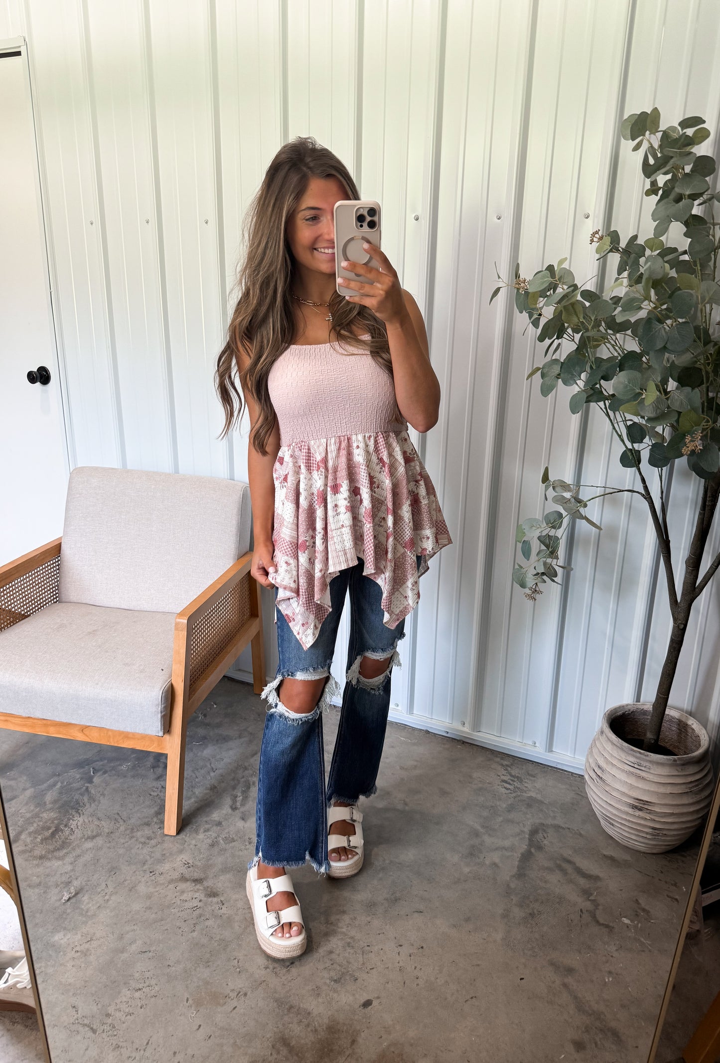 Soft Rose Patchwork Tank