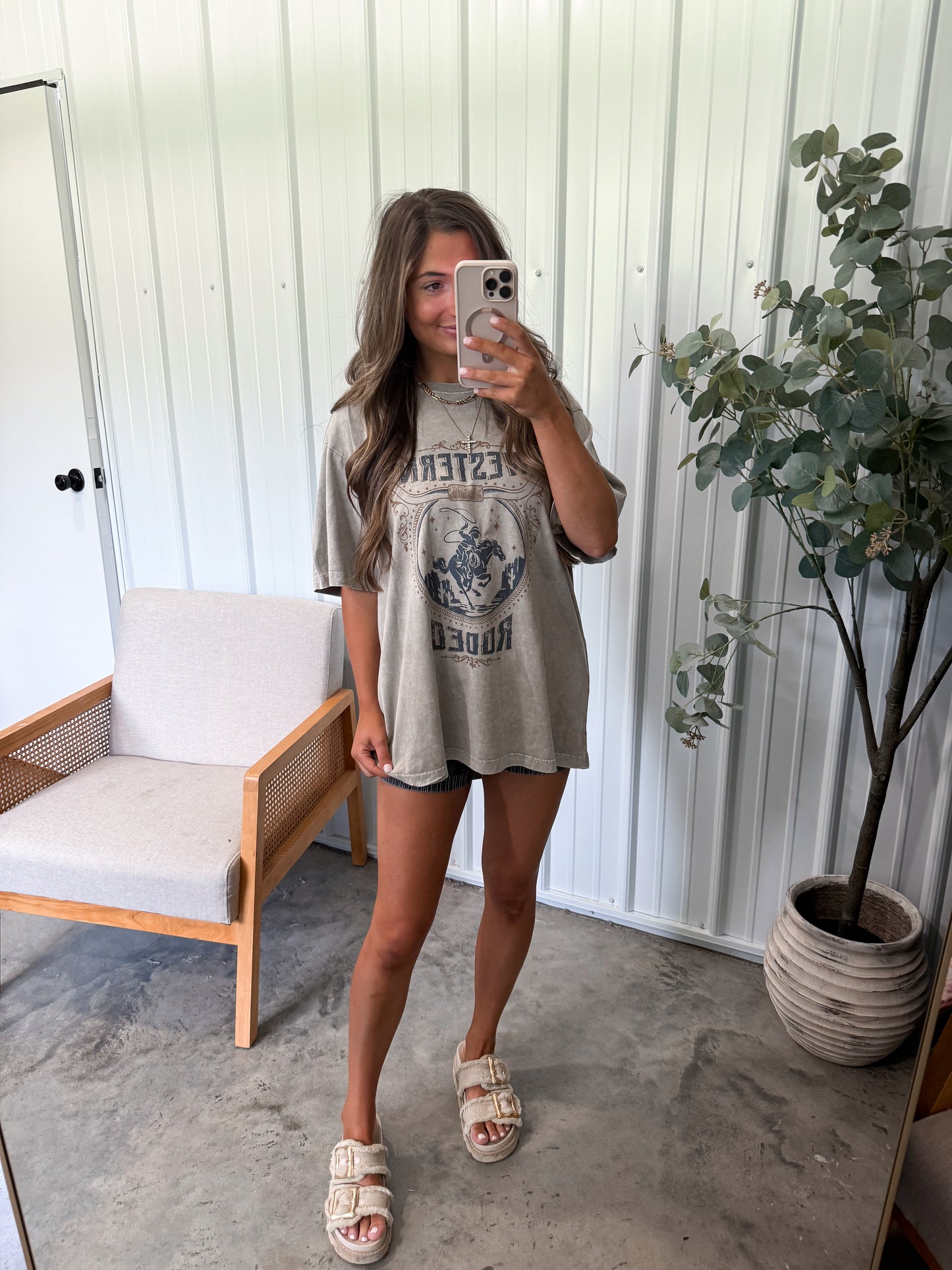 Western Rodeo Graphic Tee- Mocha