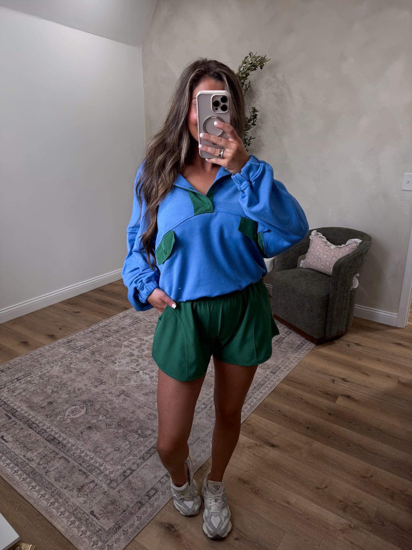 Breezy Babe French Terry Set - aqua/dark green