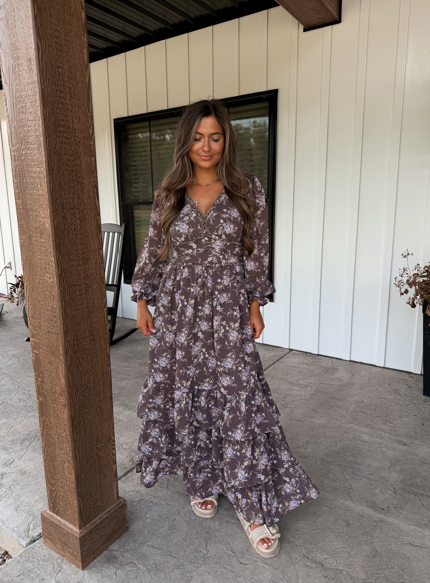 Alayna Tiered Maxi Dress- Mocha Mousse