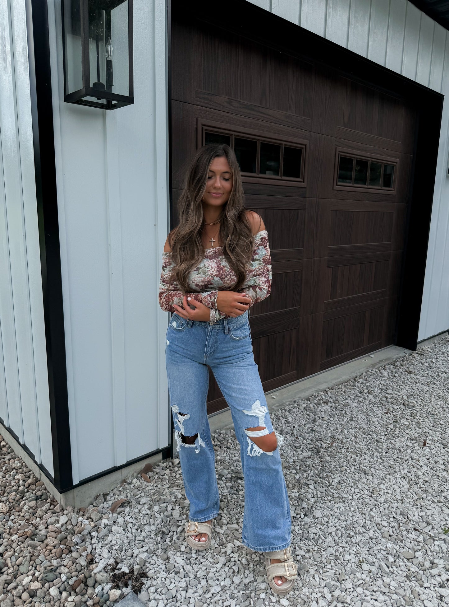 Maisy Off-the-shoulder bodysuit- Fall Floral