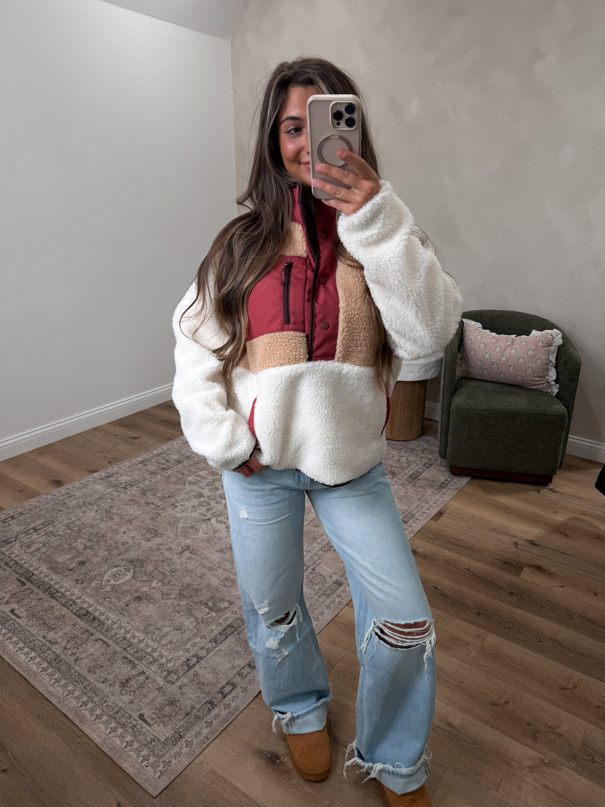 The Great Escape color block Sherpa - cuban sand