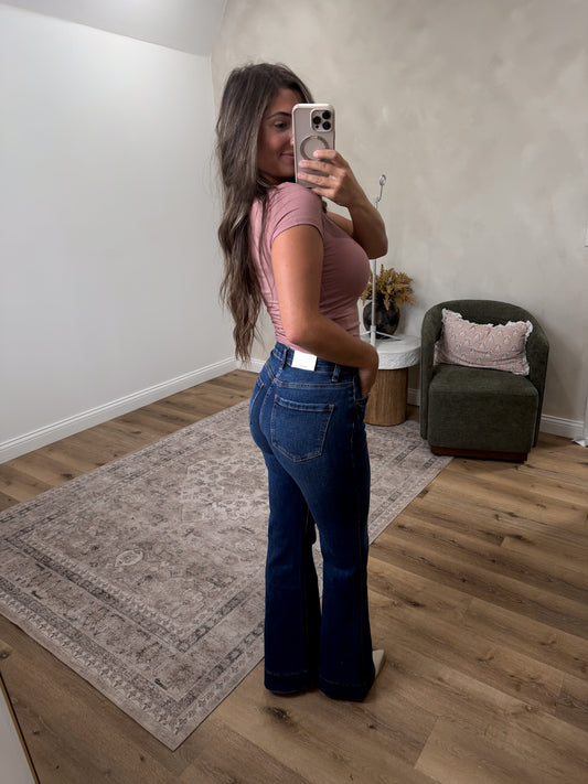 Emerson Tummy Control Flare Jeans - dark