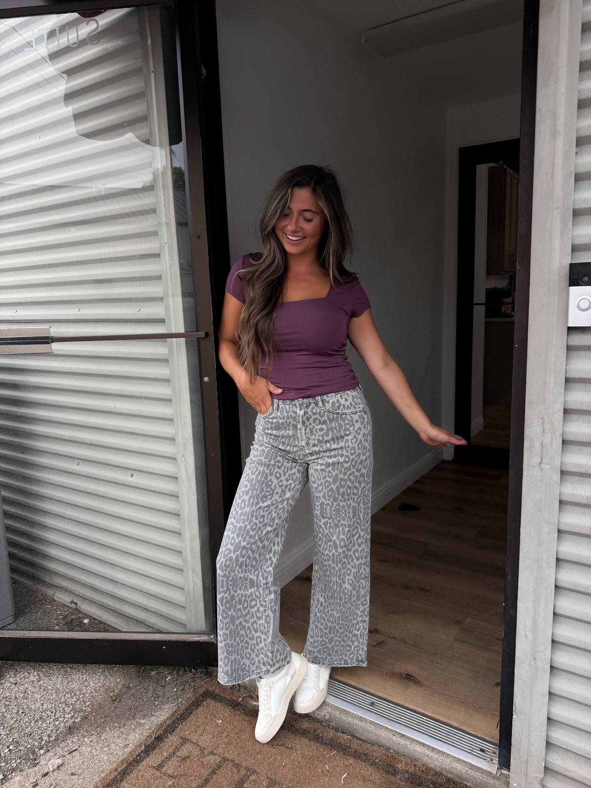 Gentle Ease Square Neck Tee - dark plum