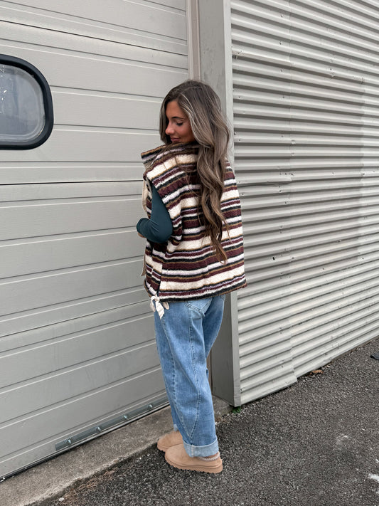 Next Destination Striped Oversized Vest - multi