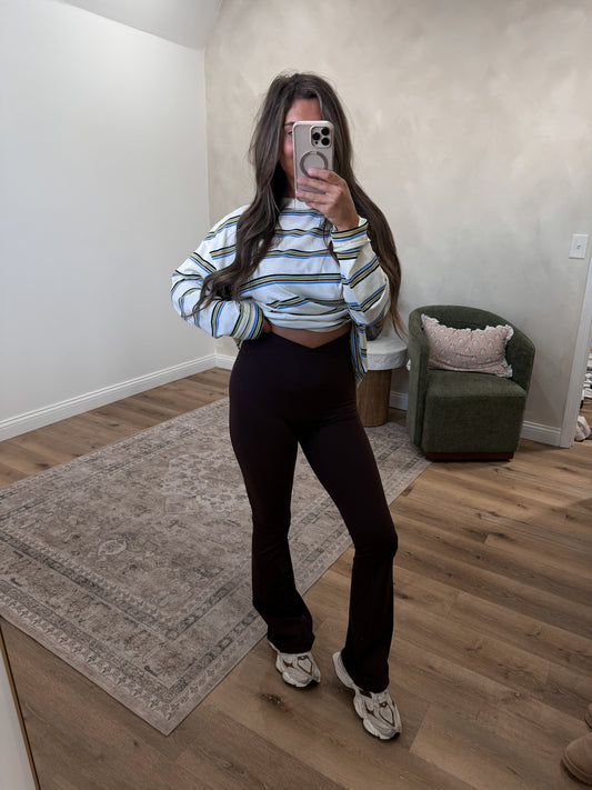 Active State Crossover Flare Leggings - chocolate