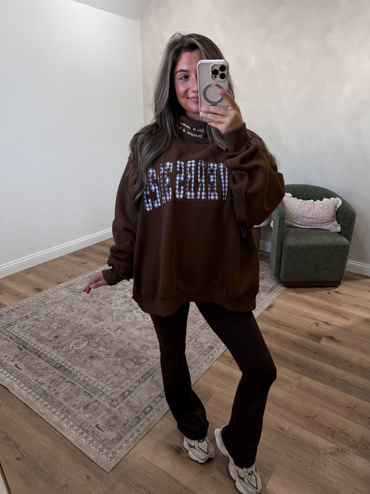 Proverbs 31:25 Mock Neck Pullover - brown