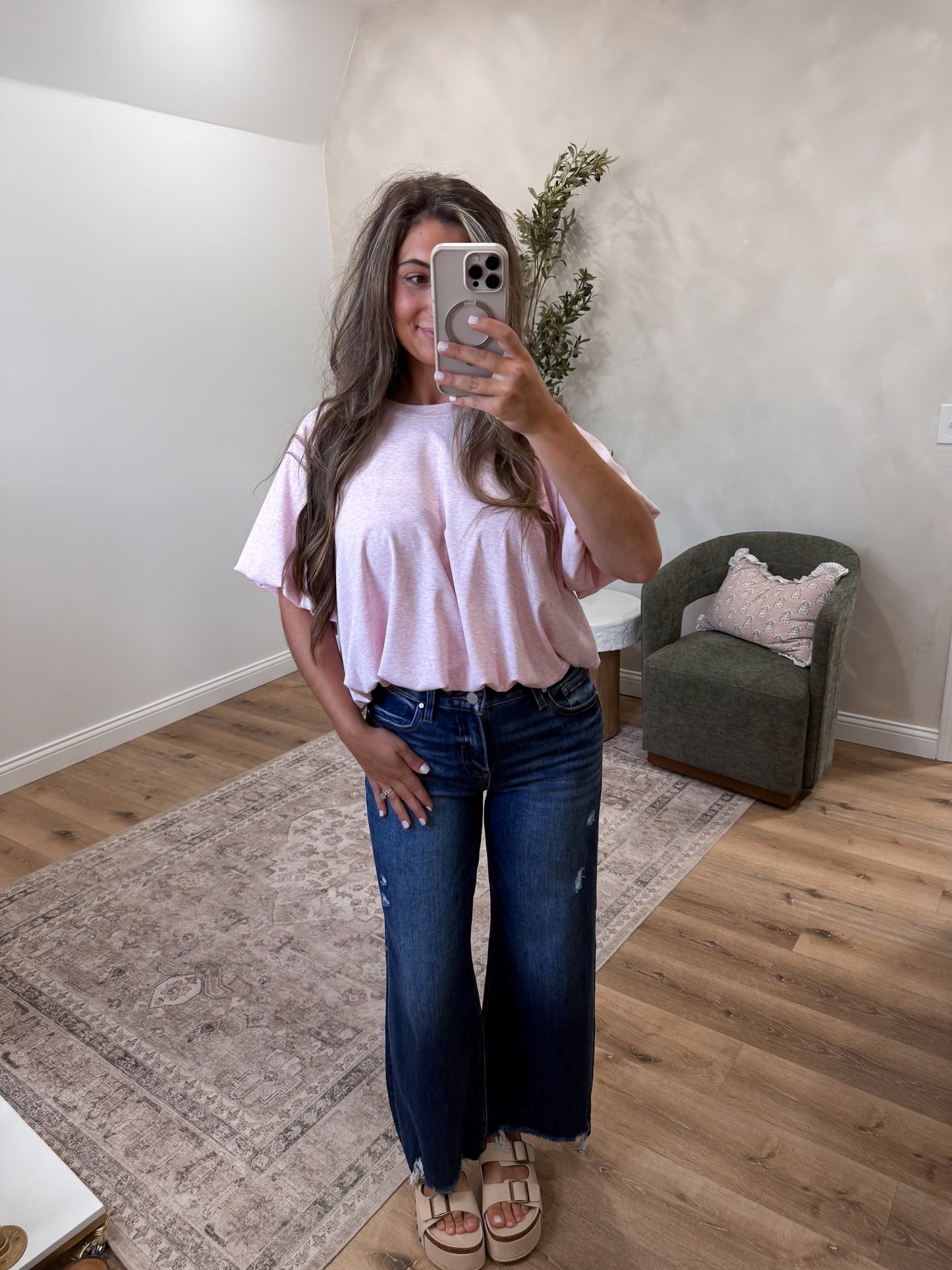Rosie Bubble Knit Top - petal blush