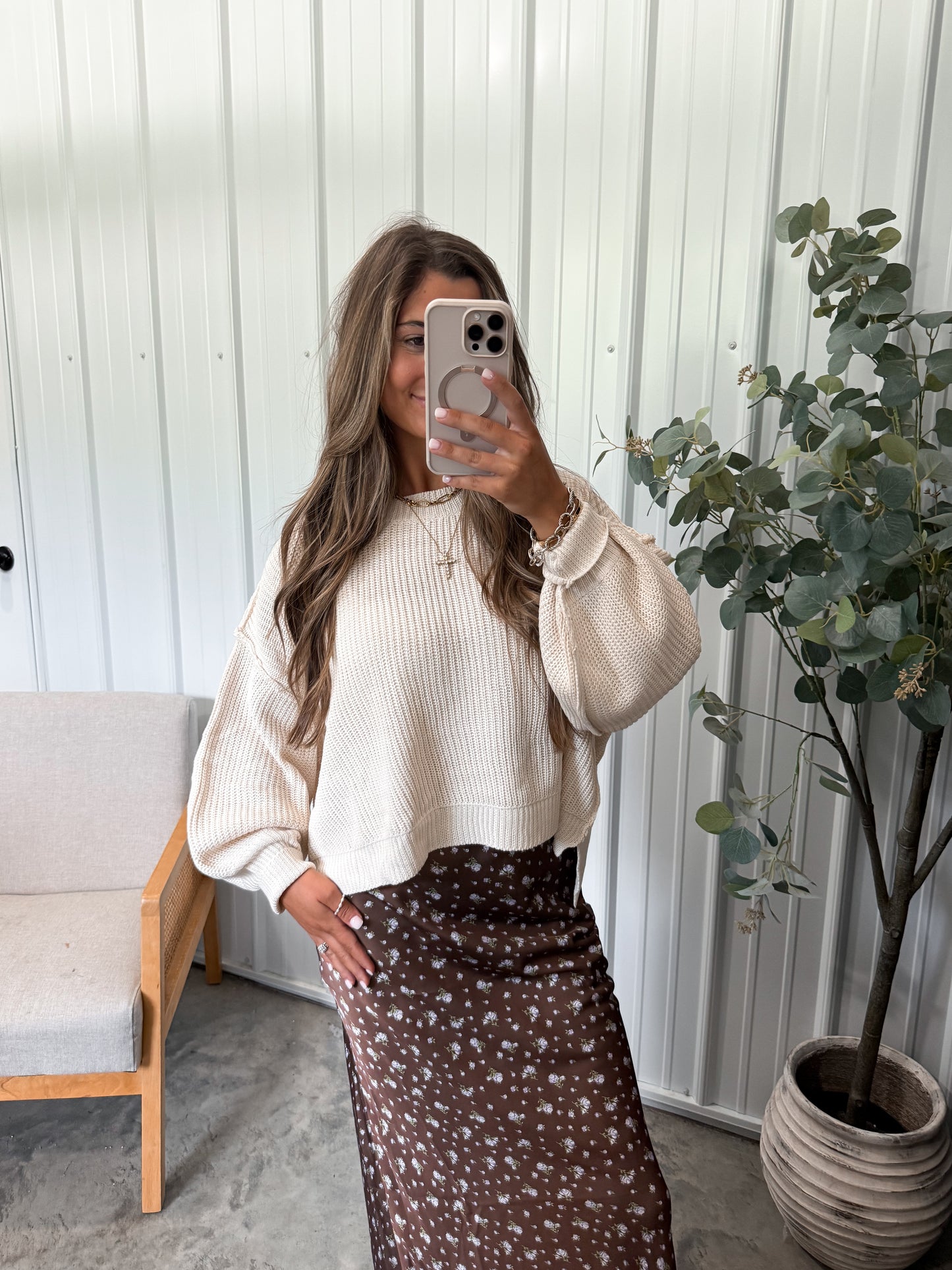 Mallory Mock-Neck Pullover- ivory