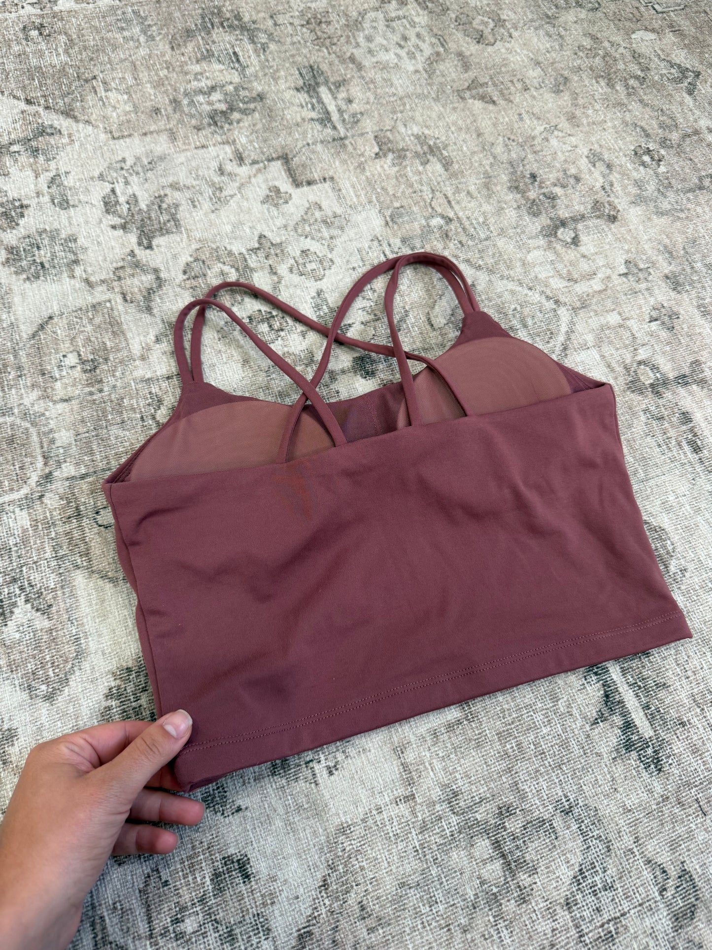 Elevation Crossback Sports Bra - rosewood