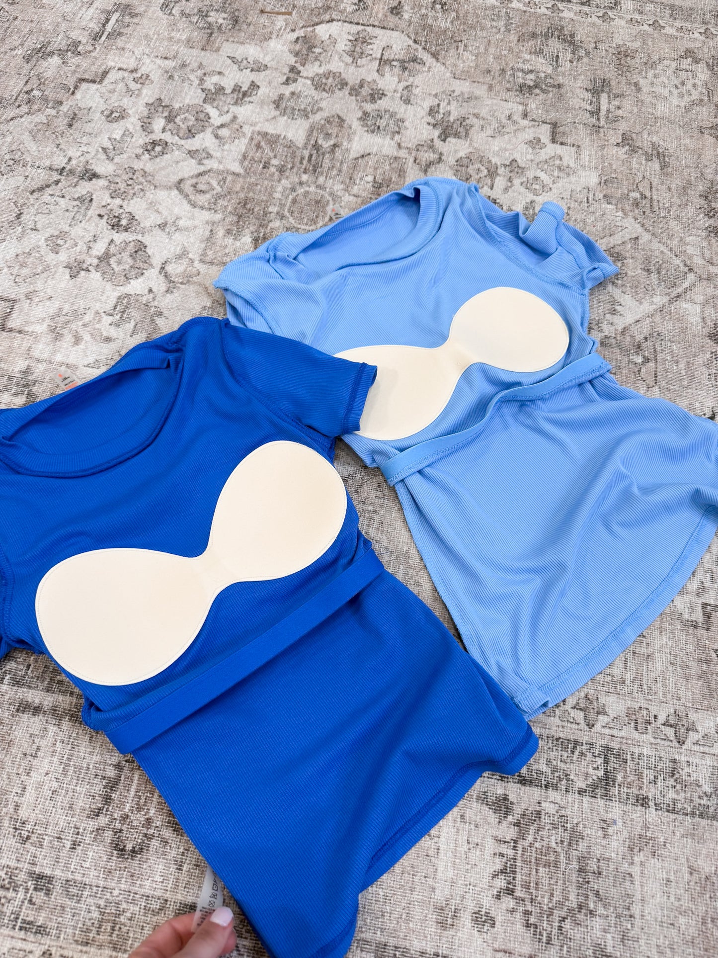 Padded Ribbed Athleisure Tee - drift