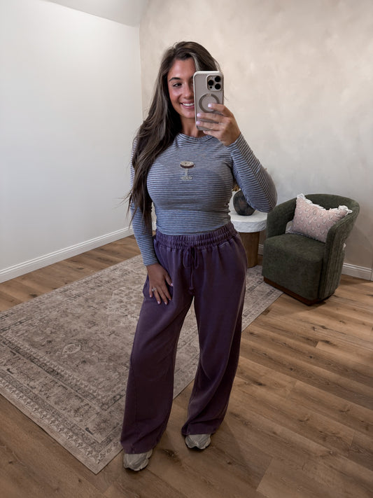 Espresso Martini Bead Long Sleeve - grey/burgundy