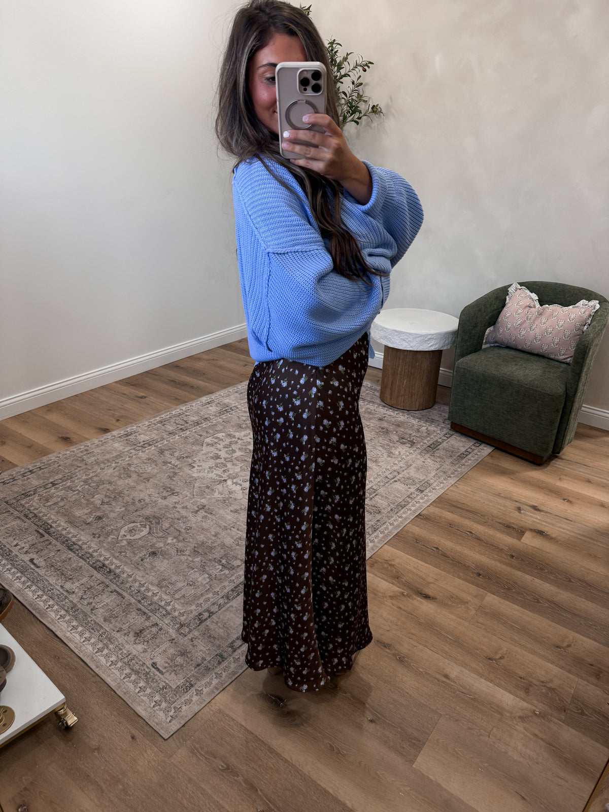 Softly Yours Floral Skirt - brown