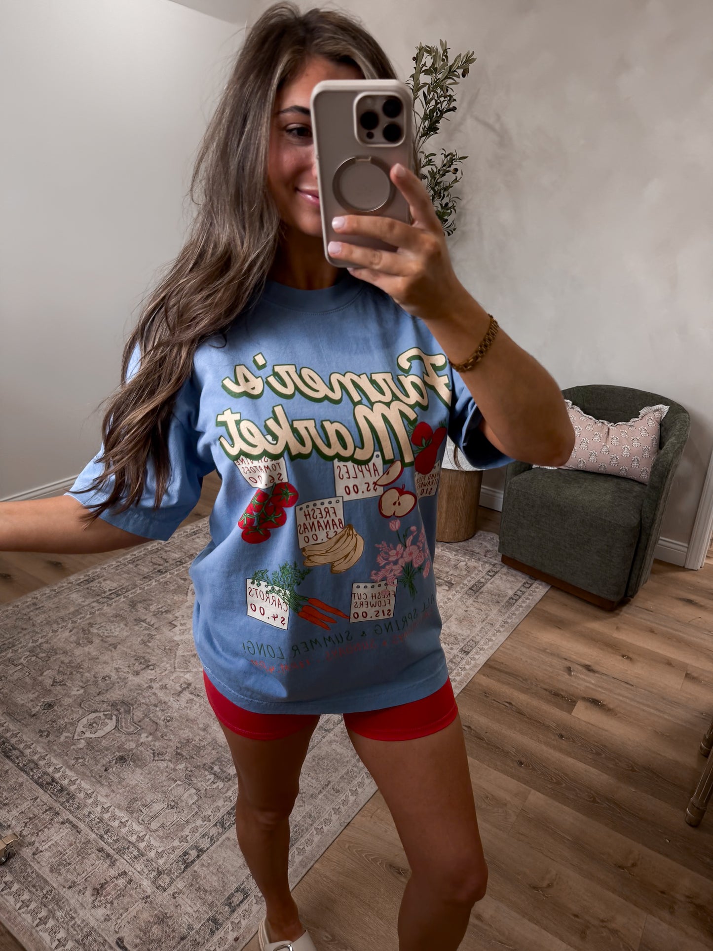 Farmer's Market Boxy Graphic Tee - clear blue